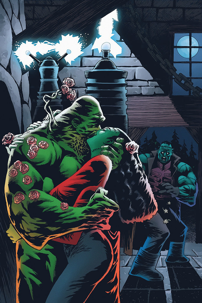 Young Monsters in Love Comic Canvas Poster