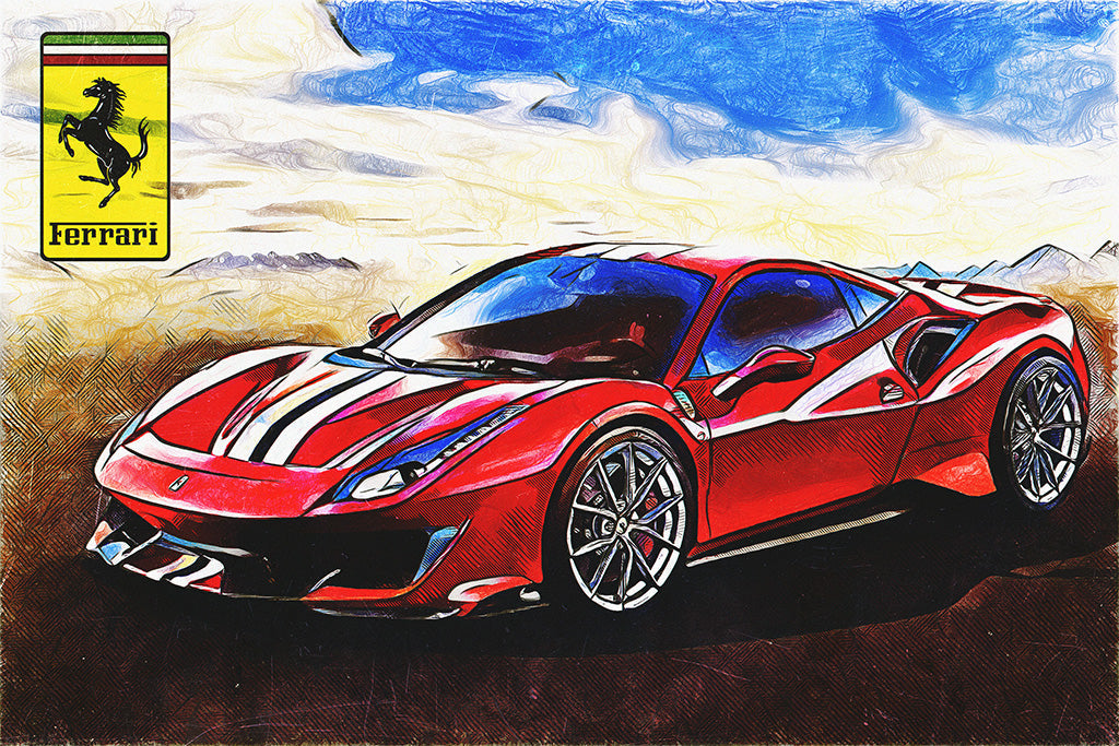 Ferrari 488GTB Sport Car Canvas Poster