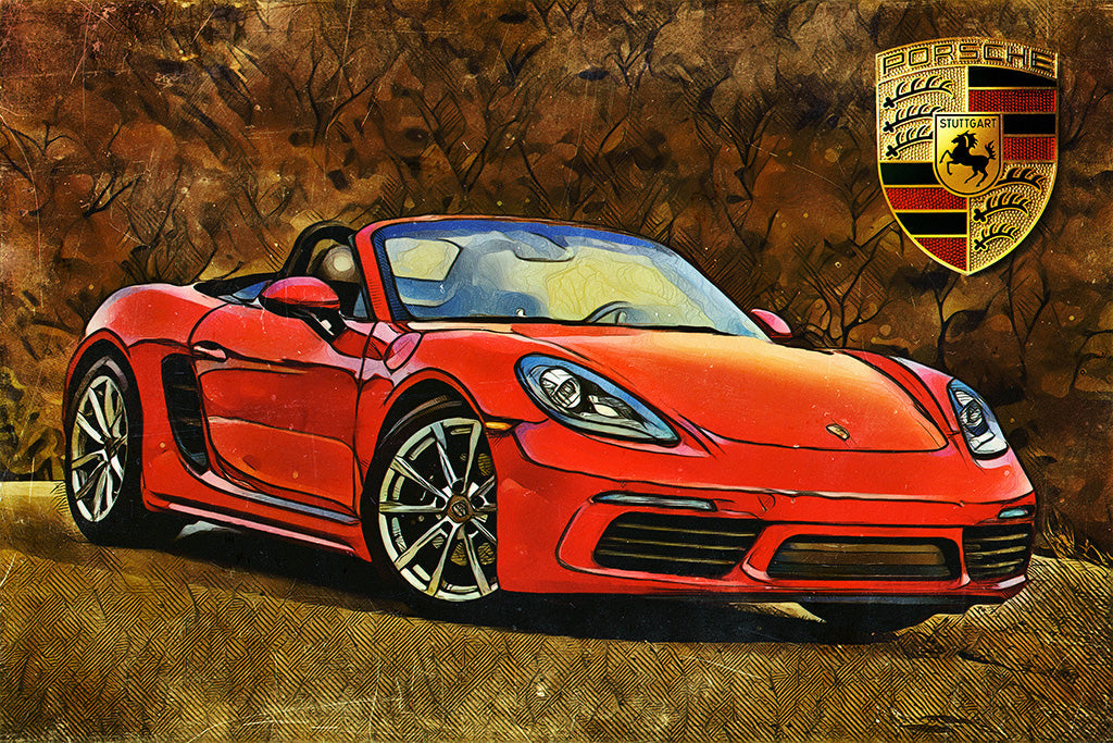 Porsche 718 Boxster Sport Car Canvas Poster