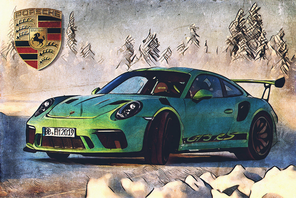 Porsche 911 GT3 RS Sport Car Canvas Poster