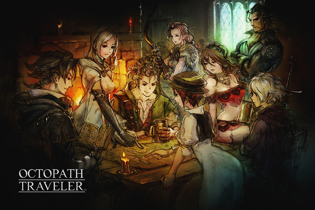 Octopath Traveller 2018 Game Canvas Poster