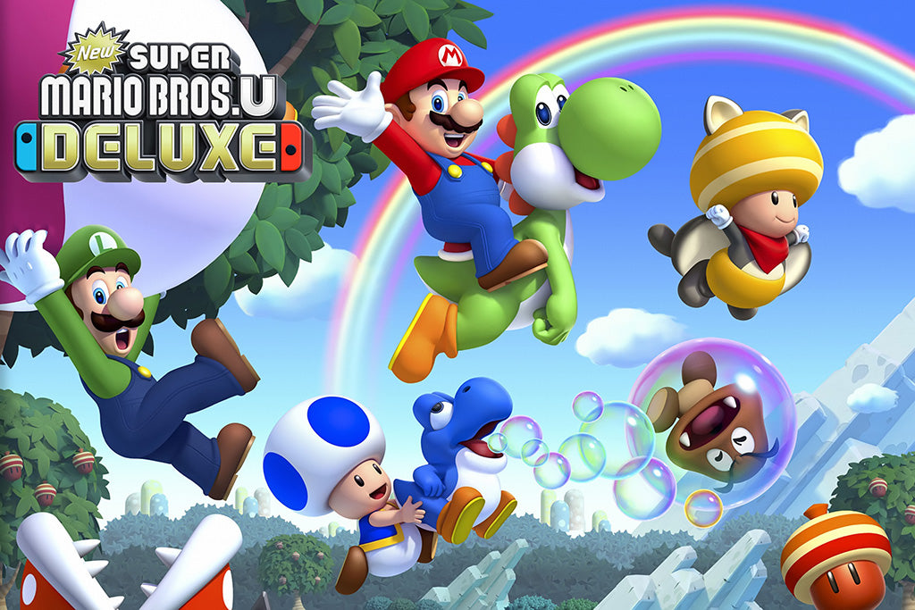 New Super Mario Bros U Deluxe Game Canvas Poster