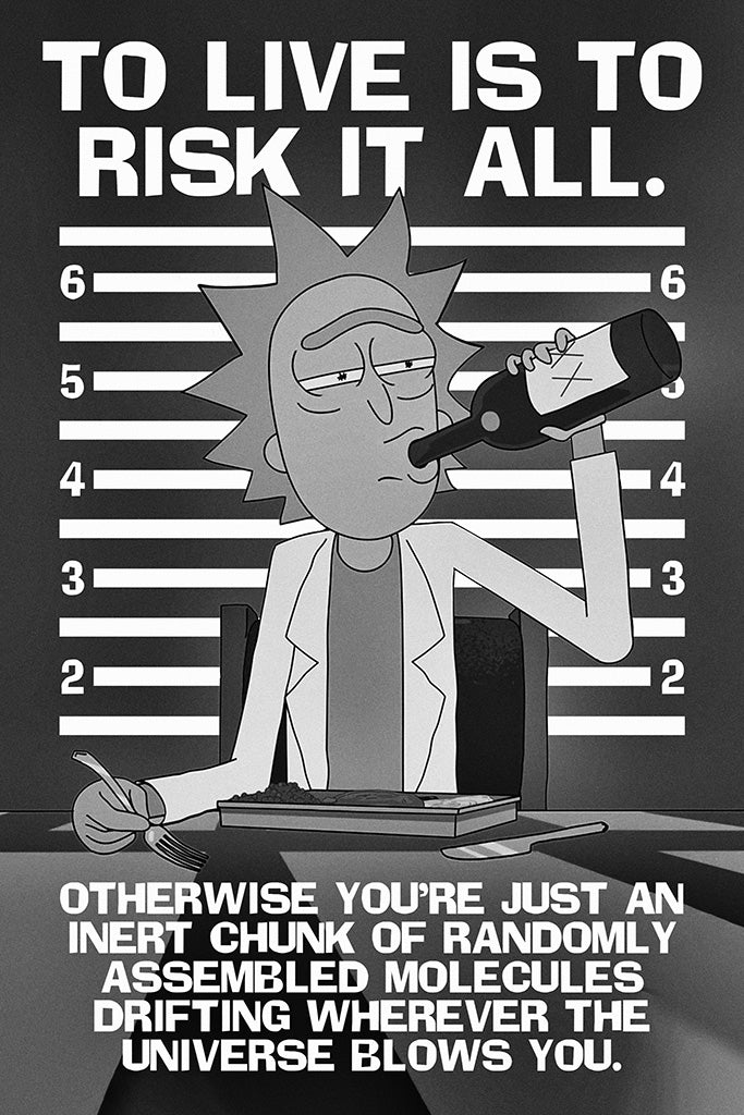 Rick and Morty Quotes To Live Is To Risk It All Canvas Poster