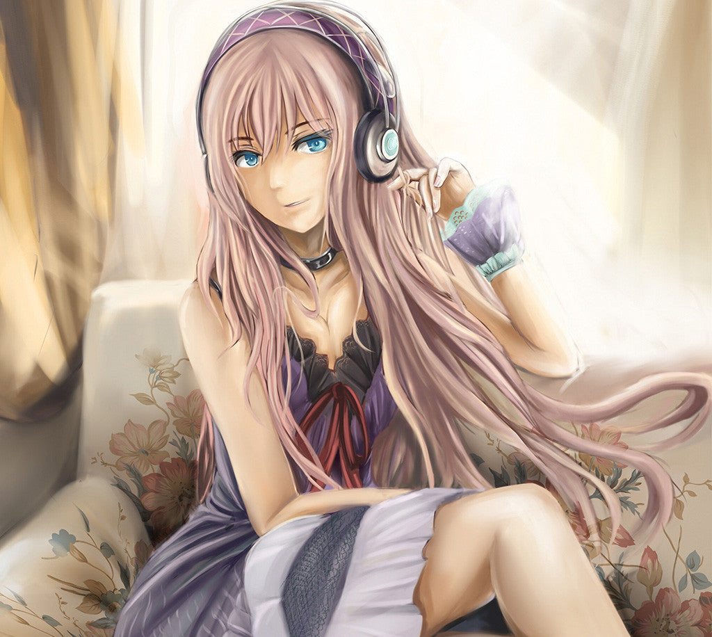 Sexy Hot Anime Girl Megurine Luka Headphones Vocaloid Poster