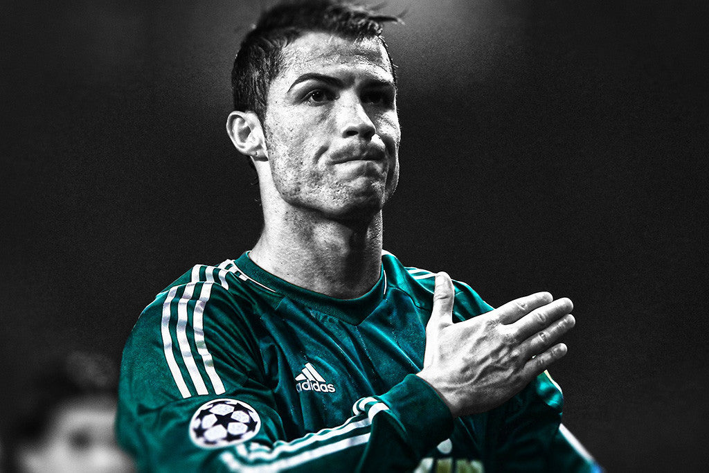 Cristiano Ronaldo Real Madrid Soccer Black and White Poster