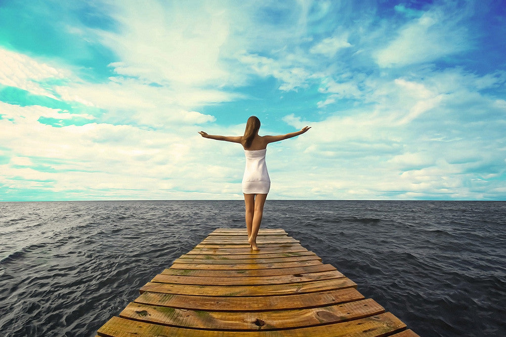 Girl Sky Sea Inspirational Motivational Poster