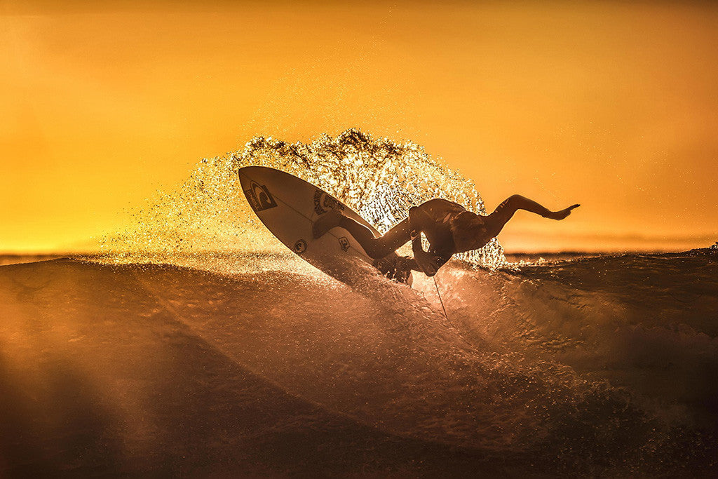 Surf Sunset Ocean Poster