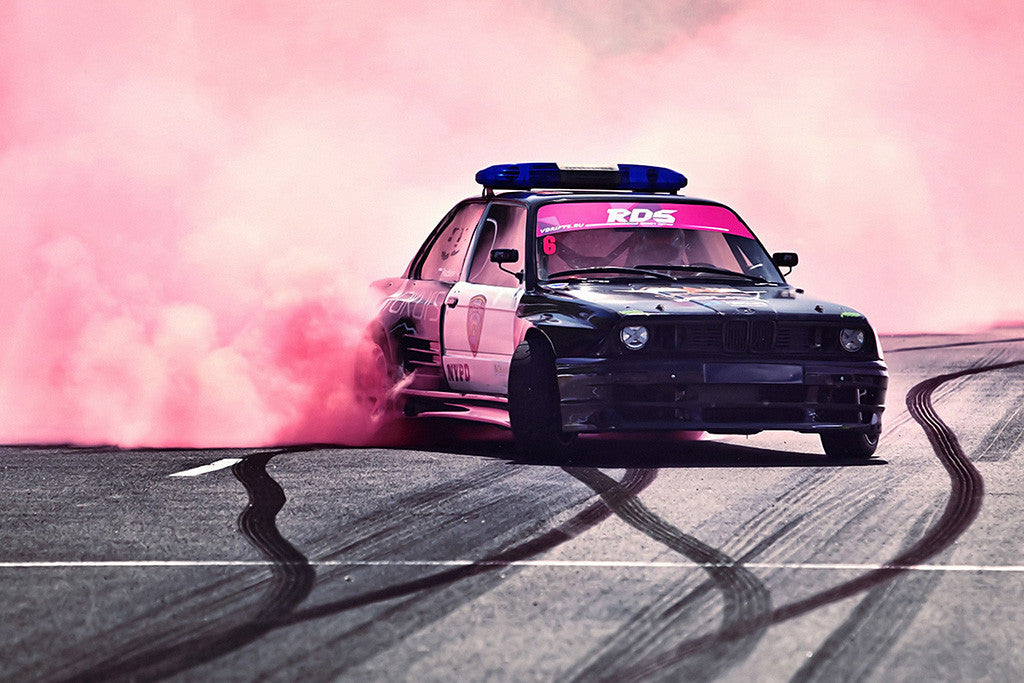 BMW M3 Retro Car Drift Poster
