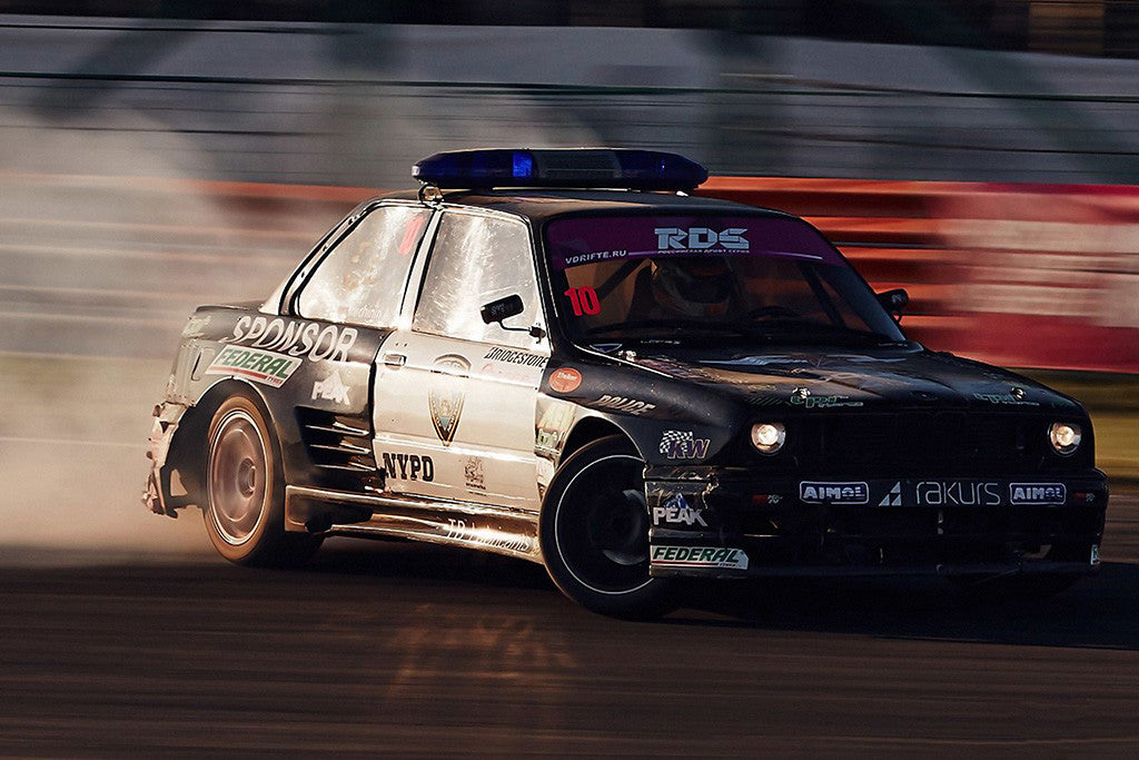 BMW M3 Police Drift Tuning Old Car Poster