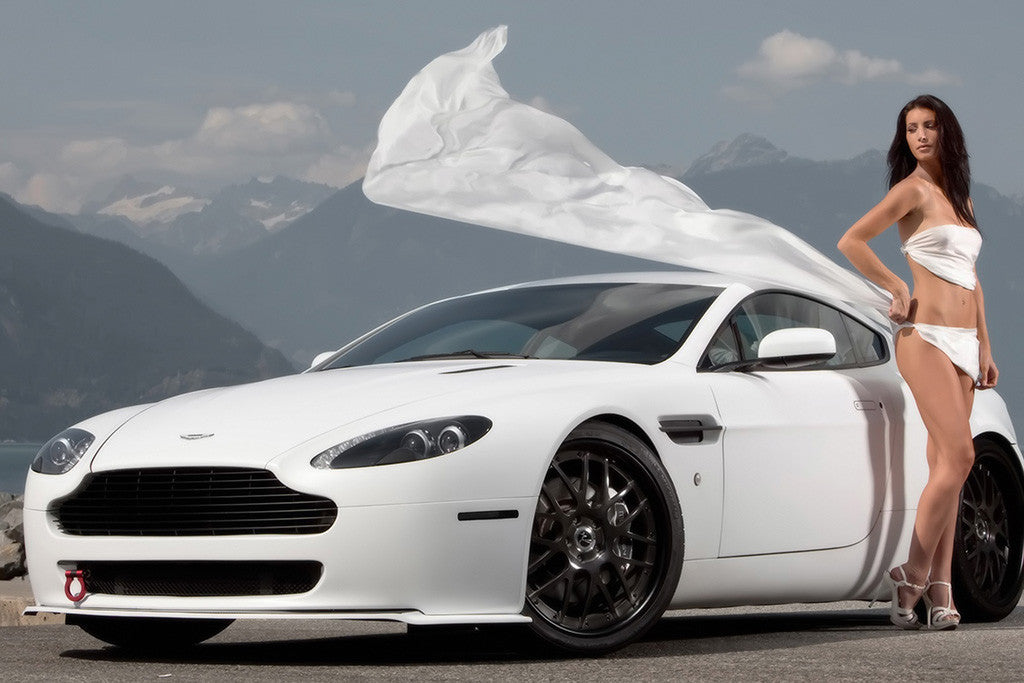 Aston Martin Hot Brunette Girl Tuning Car Poster