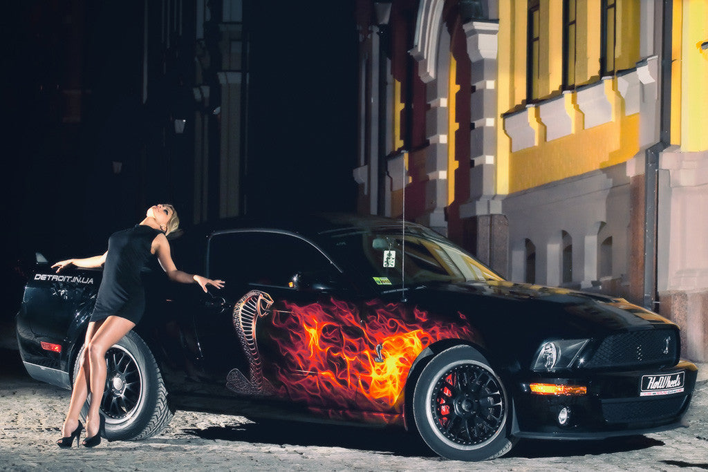 Ford Mustang Shelby GT 500 Hot Girl Car Poster