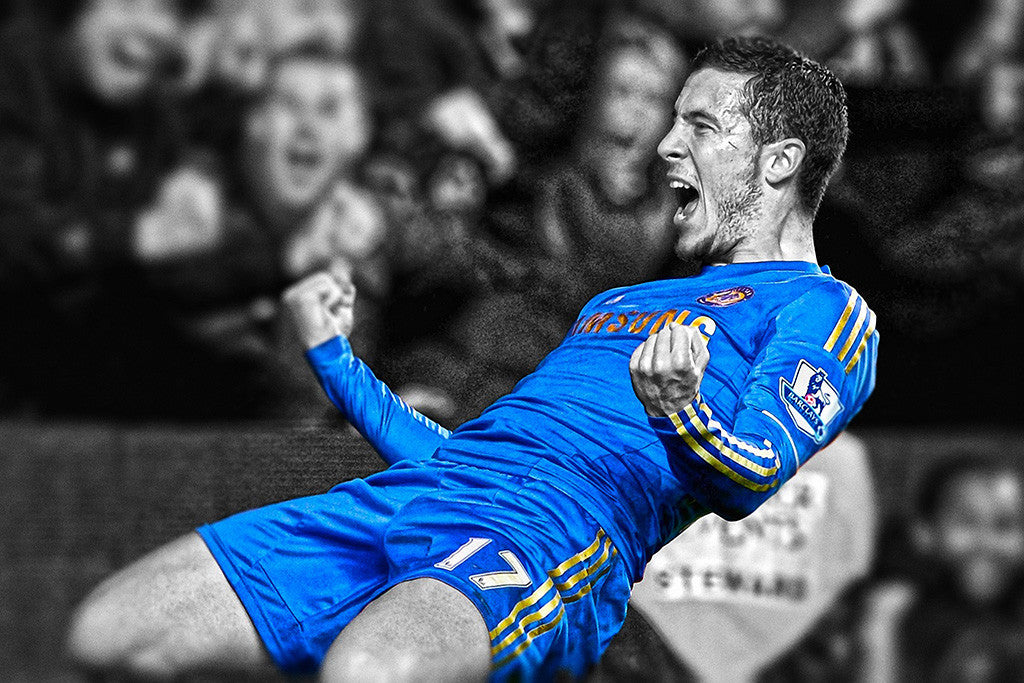 Eden Hazard Black and White Soccer Football Poster
