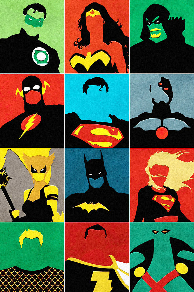 Justice League Green Lantern Wonder Woman Superheroes Minimalist Poster