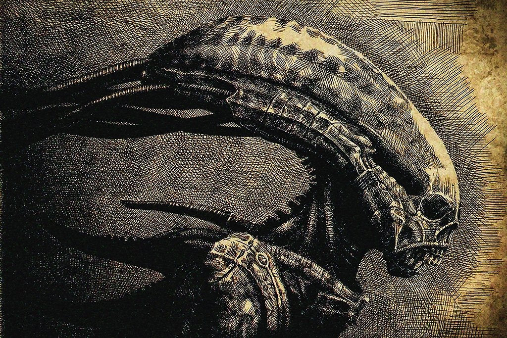 Alien Head Art Movie Poster
