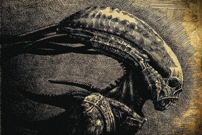 Alien Head Art Movie Poster