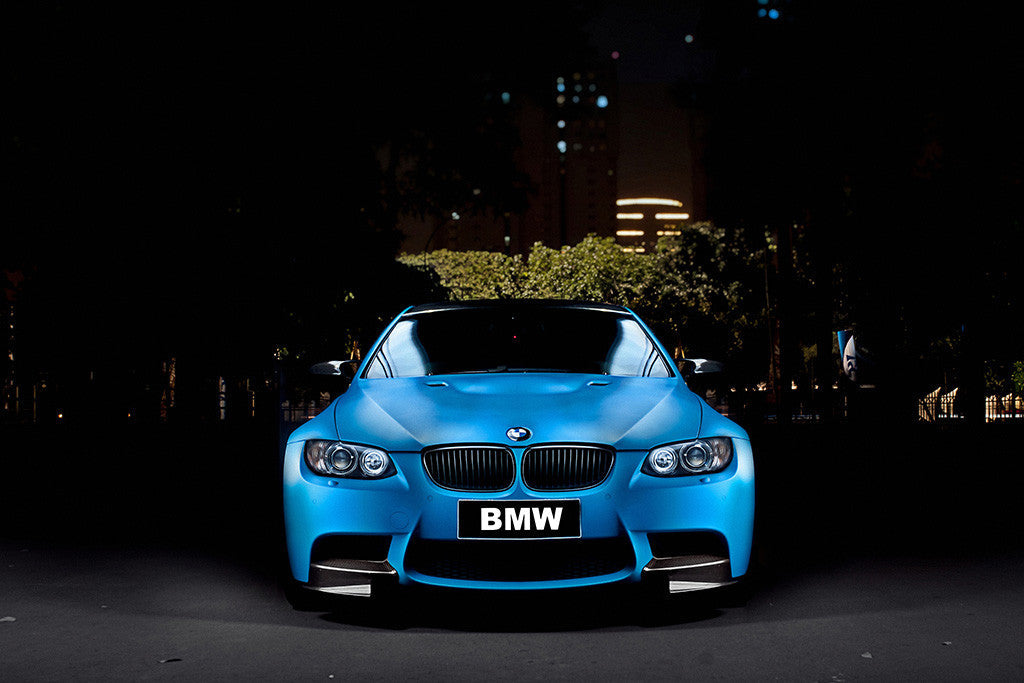 Blue Car BMW M3 Night City Poster