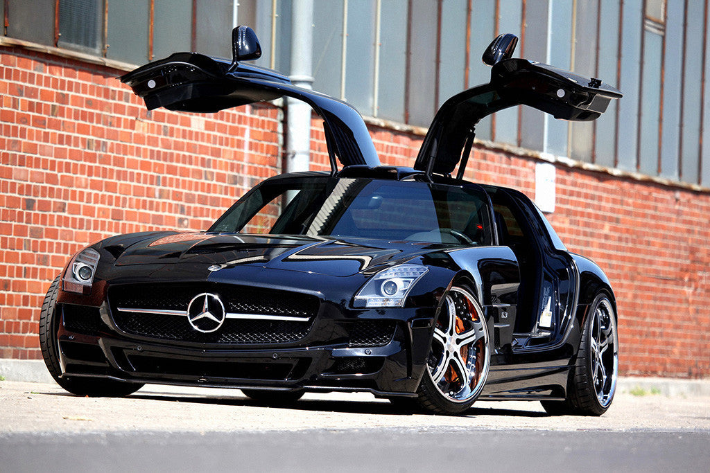 Auto Black Car Mercedes SLS AMG Doors Poster