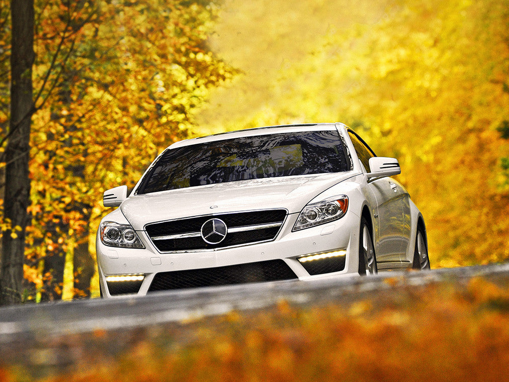 Car White Auto Mercedes CL 63 Autumn AMG Poster