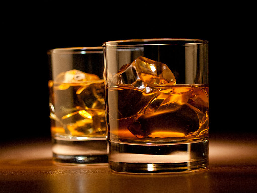 Cognac Whiskey Glasses Ice Alcohol Poster