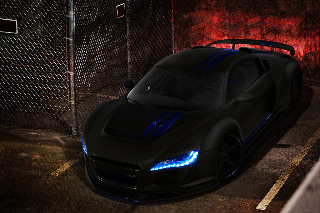 Audi R8 Black Tuning Car Poster