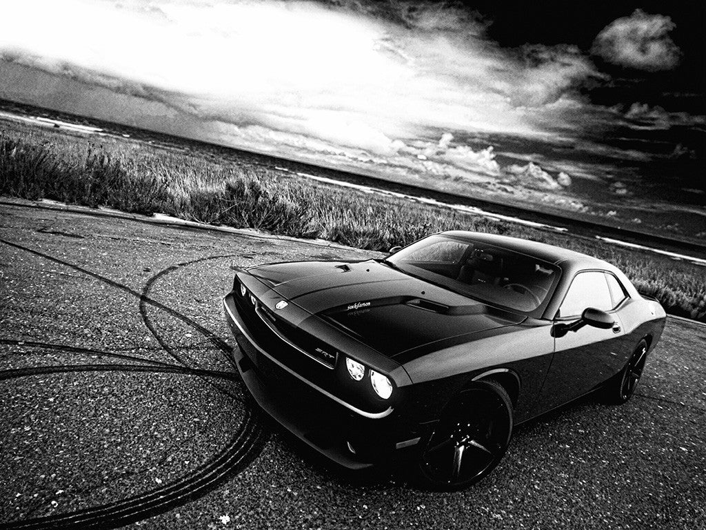 Dodge Challenger Dift Black and White Car Poster