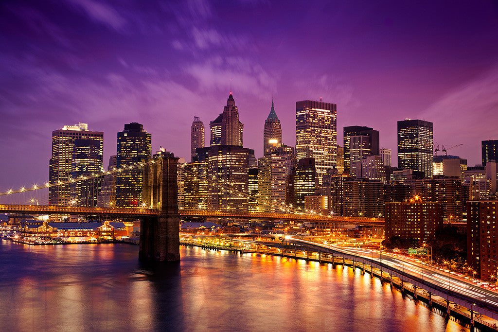 Brooklyn Bridge New York City NYC USA Night Manhattan Poster