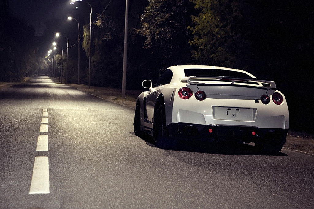 Nissan GTR R35 Back White Car Poster