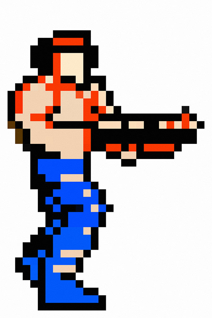 Contra Bill 8 Bit Old Classic Retro Game Poster