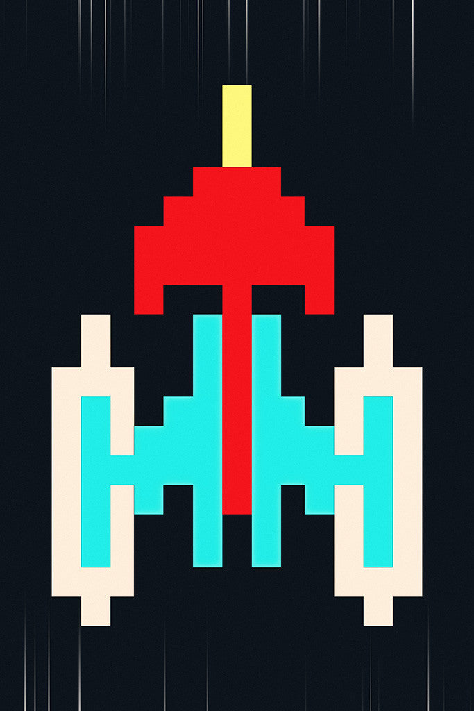 Galaxian Ship Old Classic Retro Game Poster