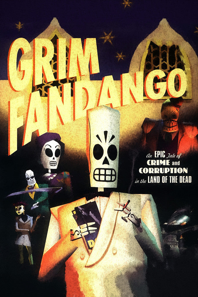 Grim Fandango Cover Old Classic Retro Game Poster