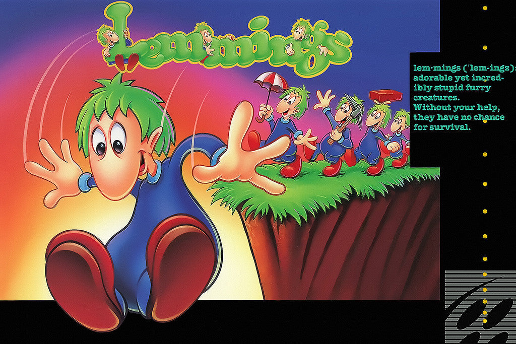 Lemmings Old Classic Retro Game Poster