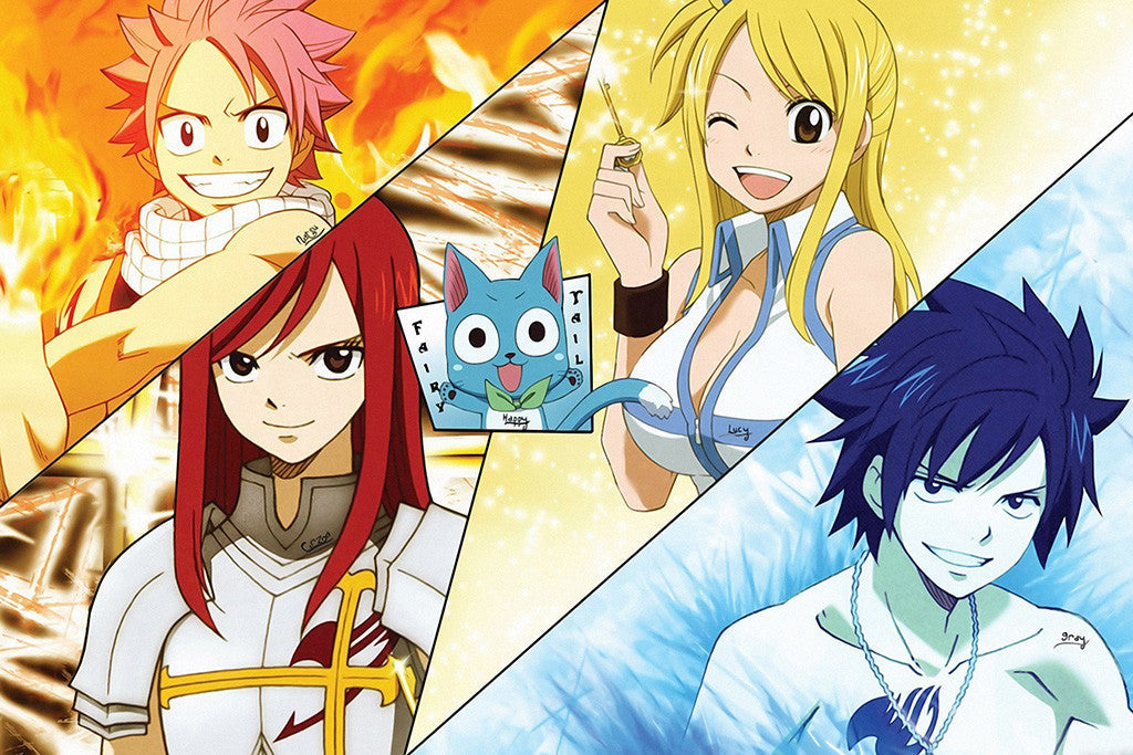 Fairy Tail Characters Japanese Manga Anime Poster