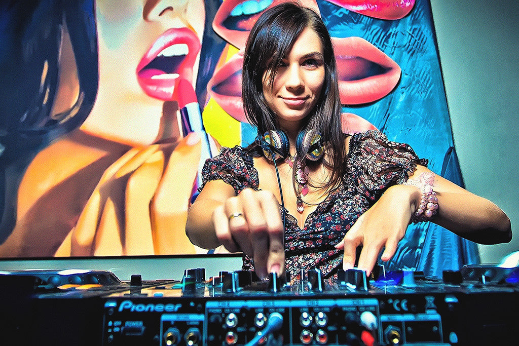 Girl DJ Mixer Electronic Music Party Poster