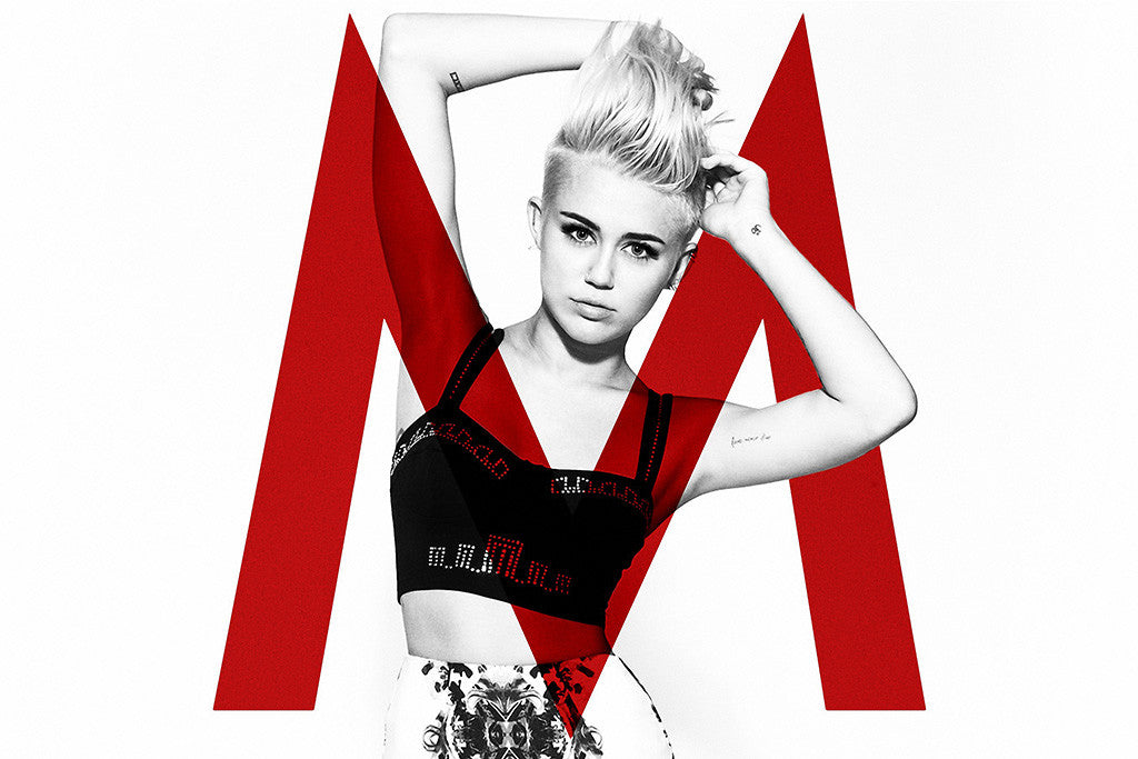 Miley Cyrus Hot Woman Black And White Poster