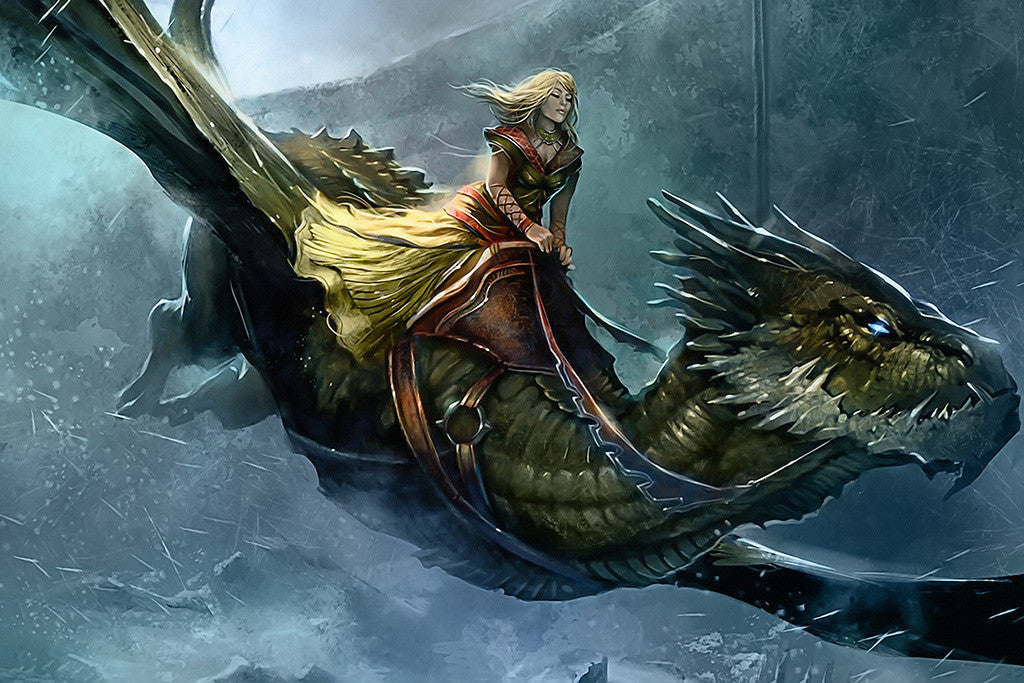 Fantasy Dragon Gril A Song Of Ice And Fire Poster