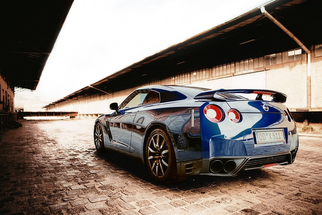Nissan GTR Blue Car Poster
