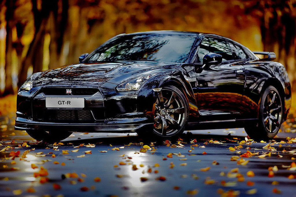 Nissan GTR Black Car Poster