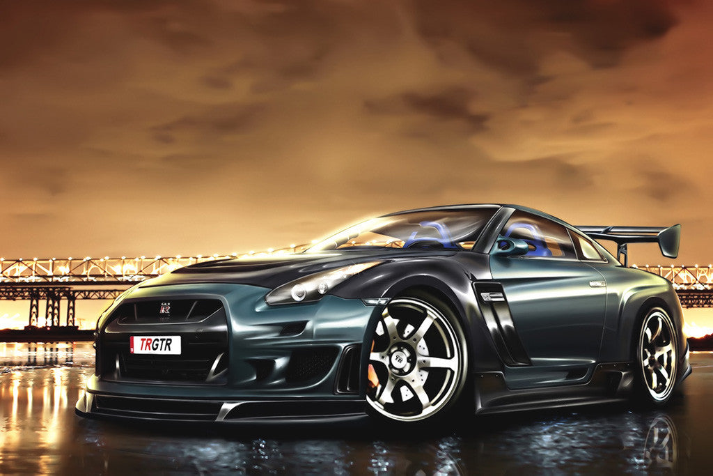 Nissan GTR Night Car Poster