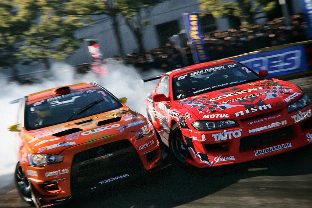 Mitsubishi Lancer Evolution Nissan Silvia Drifting Cars Poster