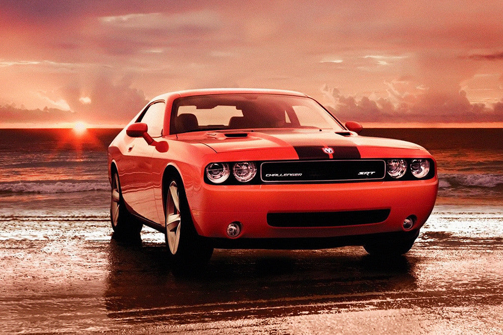Dodge Challenger SRT Sea Sunset Car Poster