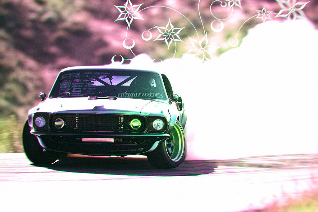 Ford Mustang RTR-X Muscle Car Drifting Poster