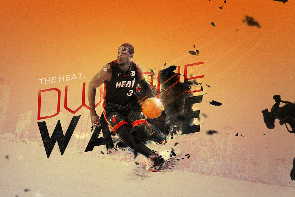 Dwyane Wade Heat Basketball NBA Poster