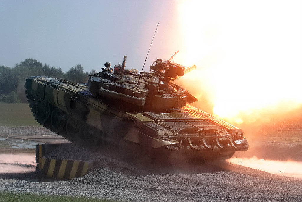 T 90 Tank Shot Fire Poster