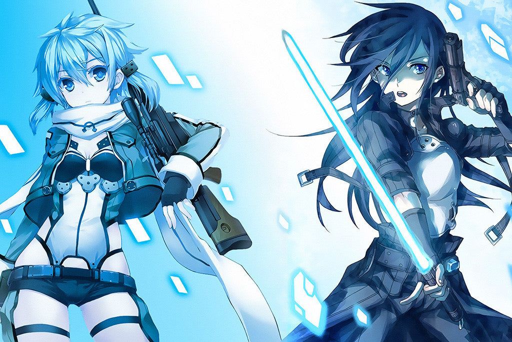 Sword Art Online Ggo Kirito Sinon Anime Poster