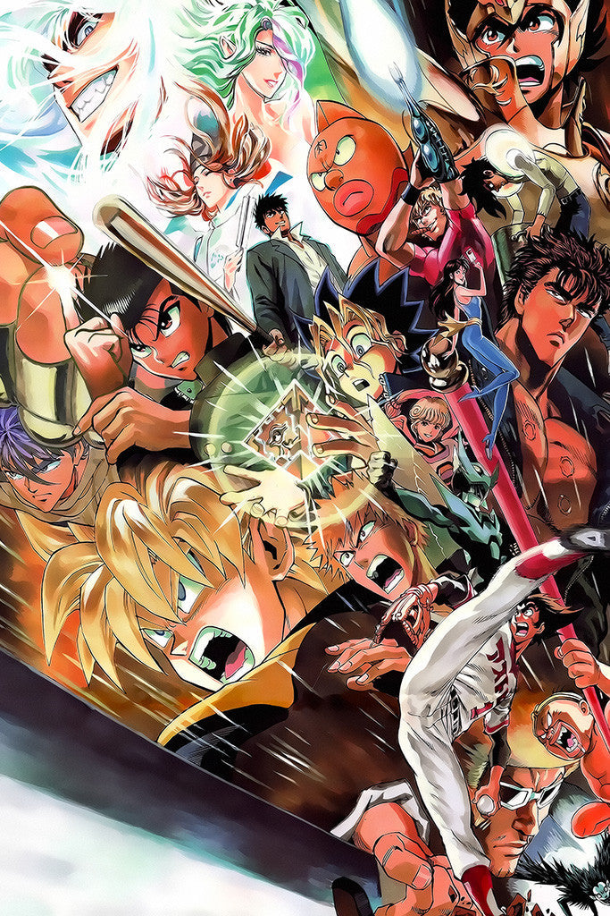 Boy Men Jump Mix Character Crossover Anime Poster