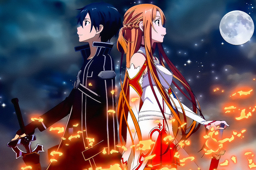 Sword Art Online Sao Kirito Asuna Anime Poster