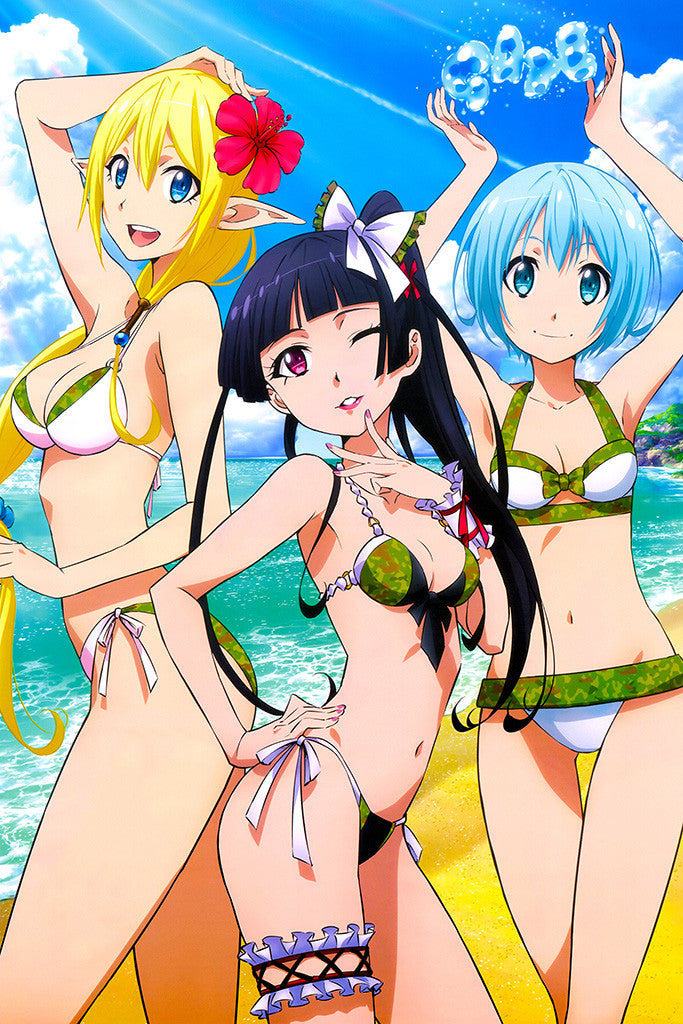 Gate Thus The Jsdf Fought There Anime Girls Bikini Poster