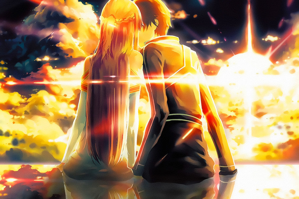 Sao Sword Art Online Kirito Asuna Anime Poster